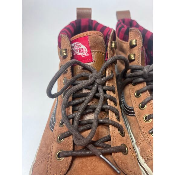 Vans Sk8 Hi Scotchgard High Top Brown Suede Plaid Flannel Lined Men's Size 10 - Picture 3 of 11